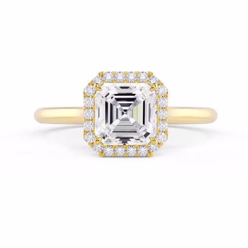 High Quality 2.0 ct Diamonds set in 18k Yellow Gold Asscher Single Halo Setting (Main View)