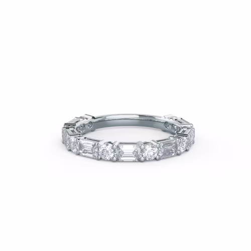 2.0 ctw Lab Diamonds set in 18k White Gold Emerald and Round East-West Three Quarter Band (Main View)