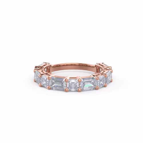 14k Rose Gold Emerald and Asscher East-West Three Quarter Band featuring 3.4 Carat Lab Diamonds (Main View)
