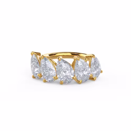 3.5 Carat Man Made Diamonds set in 14kt Yellow Gold Pear Angled Five Stone (Main View)