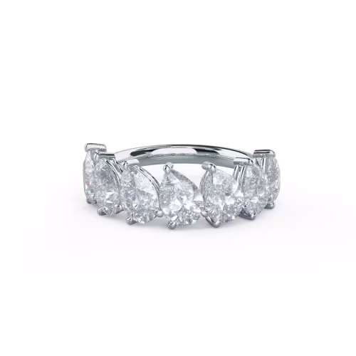 18k White Gold Pear Angled Seven Stone featuring 3.5 ct Synthetic Diamonds (Main View)