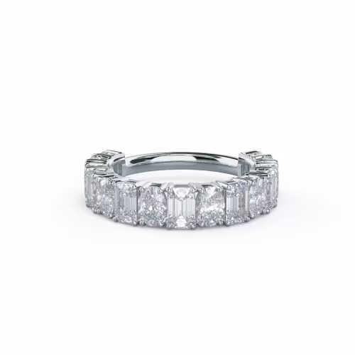 3.75 ct Diamonds set in 18k White Gold Emerald and Oval Three Quarter Band (Main View)