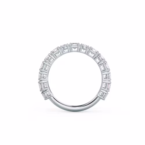 Exceptional Quality 3.75 ct Diamonds Emerald and Oval Three Quarter Band in 18k White Gold (Profile View)