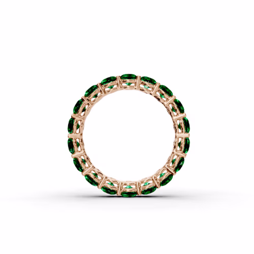 3.0 ctw Emerald Prong Set Eternity Band in 14 Karat Rose Gold (Profile View)