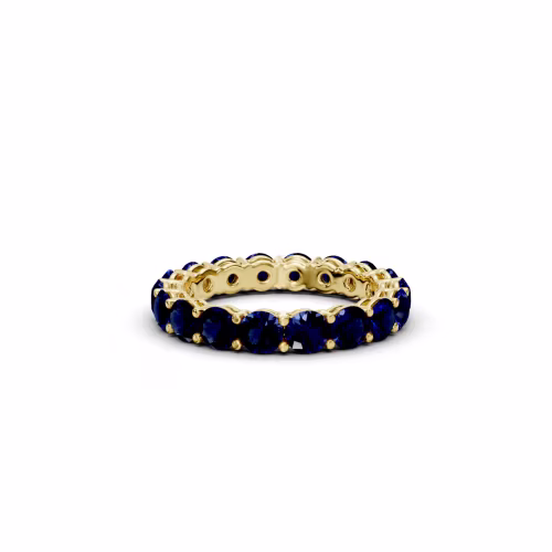 14k Yellow Gold 3ctw Round Sapphire Prong Set Eternity Band in 14k Yellow Gold (Main View)