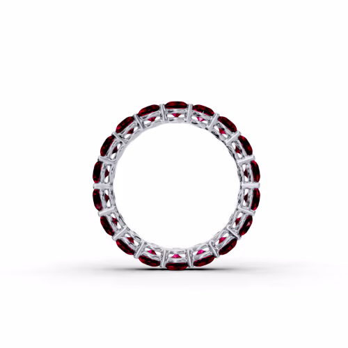 Platinum 3ctw Round Ruby Prong Set Eternity Band in Platinum (Profile View)