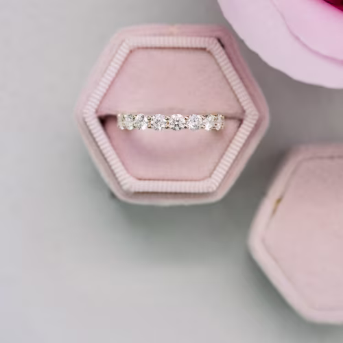 18k Yellow Gold 3ct Round Lab Diamond Eternity Band Ada Diamonds Design AD-164 in Box