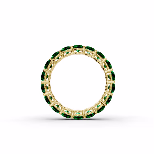 14k Yellow Gold 3ctw Round Emerald Prong Set Eternity Band(Profile View)