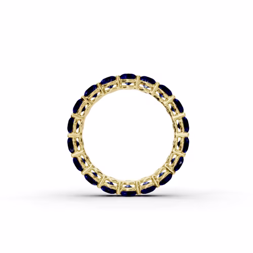 14k Yellow Gold 3ctw Round Sapphire Prong Set Eternity Band(Profile View)