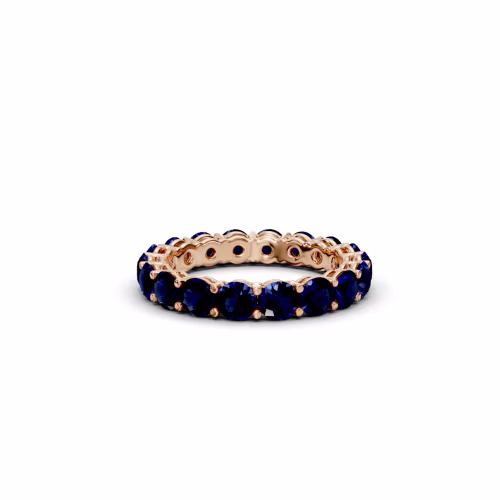 14k Rose Gold 3ctw Round Sapphire Prong Set Eternity Band(Main View)