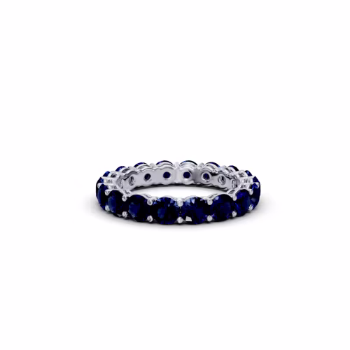 3.0 ct Round Platinum Sapphire Prong Set Eternity Band (Main View)