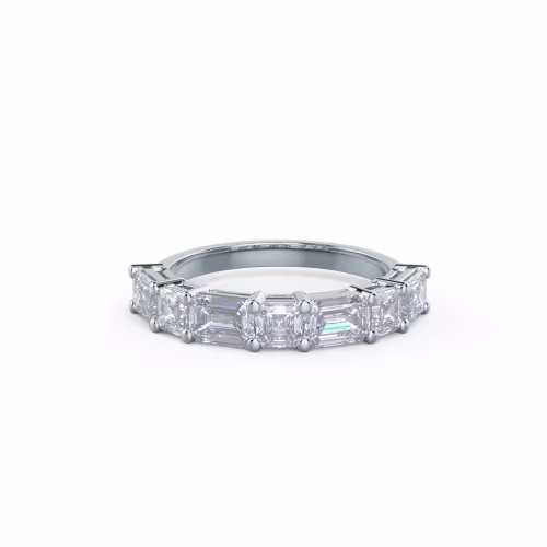 18k White Gold Emerald and Asscher East-West Seven Stone featuring 4.8 Carat Diamonds (Main View)