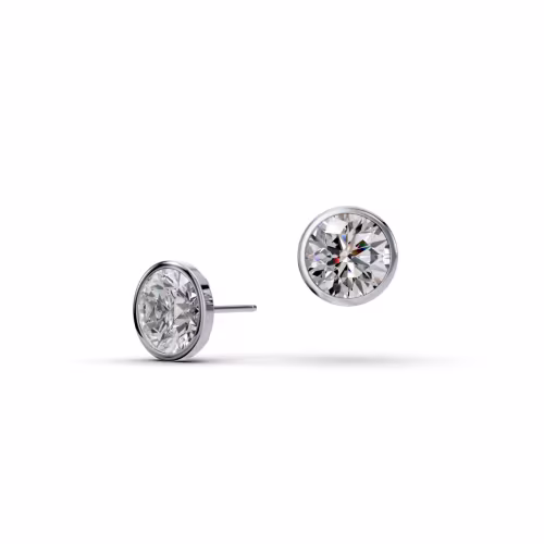 18kt White Gold 4ctw Round Brilliant Diamond Bezel Stud Earrings in 18k White Gold featuring Hand Selected 4.0 Carat Diamonds (Main View)