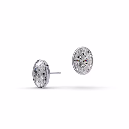 18k White Gold Oval Bezel Studs featuring Exceptional Quality 4.0 ctw Lab Diamonds