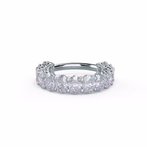 4.0 ct Diamonds set in 18k White Gold Oval Basket Three Quarter Band (Main View)