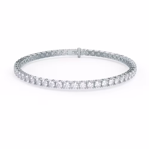 White Gold Four Prong Tennis Bracelet featuring 6.0 Carat Round Lab Diamonds