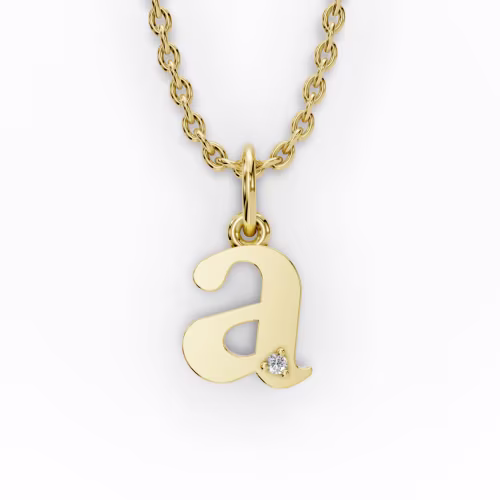 Single Stone Letter A Pendant in 14k Yellow Gold