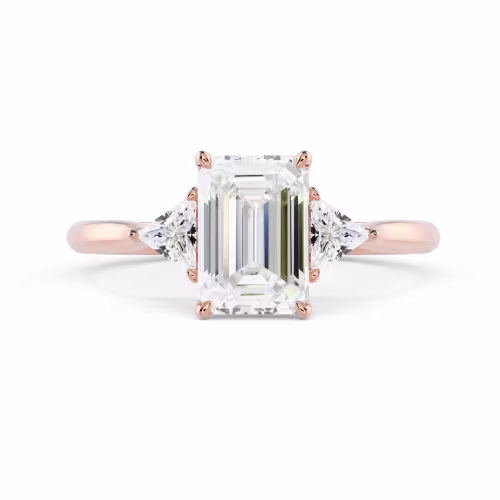 Lab Diamonds set in Rose Gold Emerald and Trillion Setting (Main View)