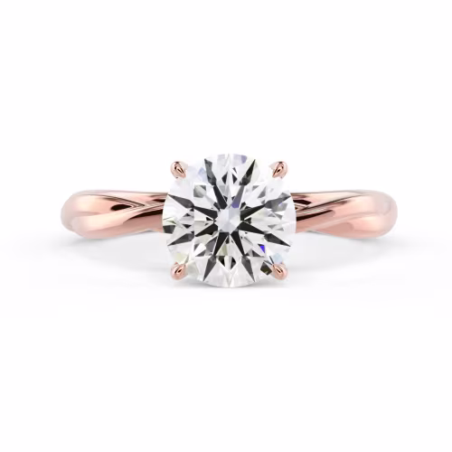 Rose Gold Twisting Band Solitaire Diamond Engagement Ring featuring Diamonds (Main View)