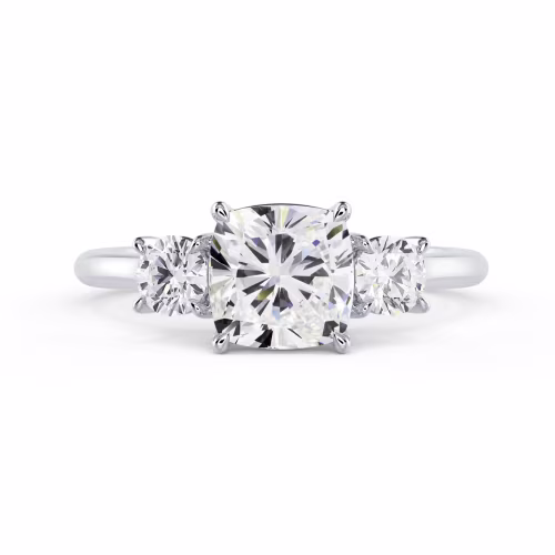 White Gold Cushion and Round Setting featuring Diamonds (Main View)