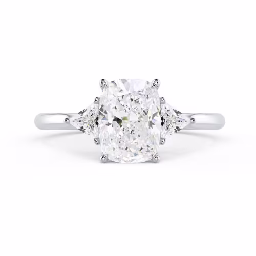 Man Made Diamonds set in White Gold Cushion and Trillion Setting (Main View)
