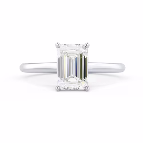 Diamonds set in White Gold Emerald Cathedral Solitaire (Main View)
