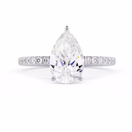 Lab Diamonds Pear Petite Pavé Setting in White Gold (Main View)