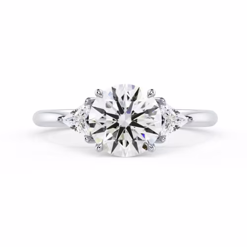 Lab Created Diamonds set in White Gold Round and Trillion Setting (Main View)
