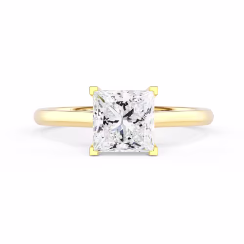 Lab Diamonds set in Yellow Gold Princess Cathedral Solitaire (Main View)
