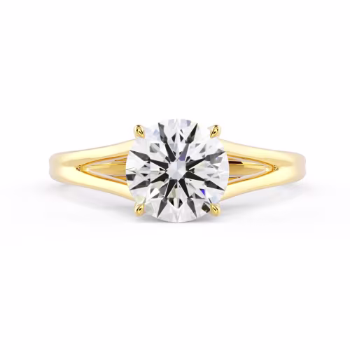 Hand Selected Diamonds Split Shank Solitaire in Yellow Gold (Main View)