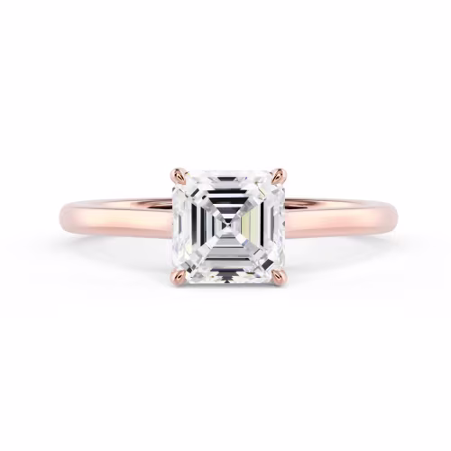 Diamonds Asscher Trellis Solitaire Diamond Engagement Ring in Rose Gold (Main View)