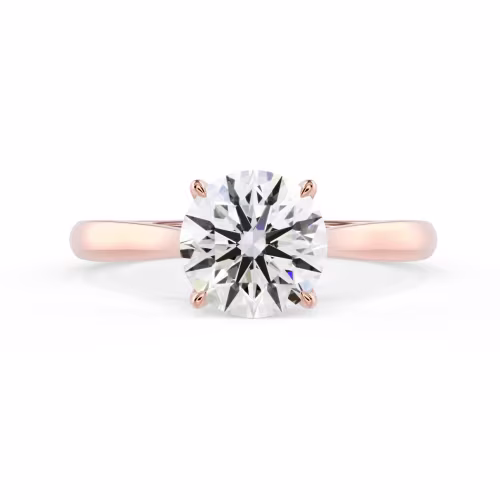 Rose Gold Open Tapered Cathedral Solitaire Diamond Engagement Ring featuring Diamonds (Main View)
