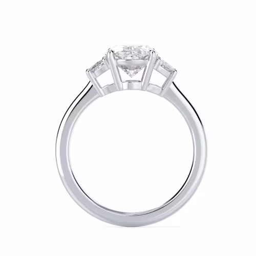 Lab Grown Diamonds set in White Gold Oval and Half Moon Setting (Profile View)