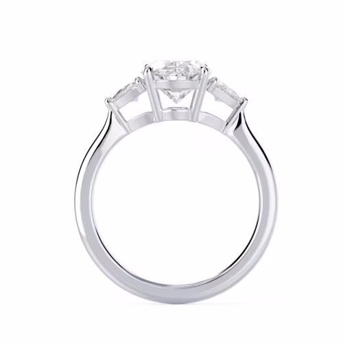 Hand Selected Diamonds set in White Gold Oval and Trillion Setting (Profile View)