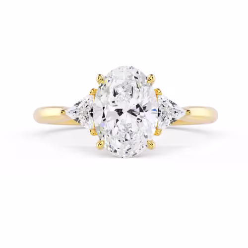Yellow Gold Oval and Trillion Setting featuring Lab Diamonds (Main View)