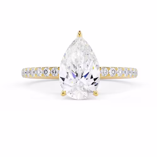 Diamonds set in Yellow Gold Pear Petite Pavé Setting (Main View)