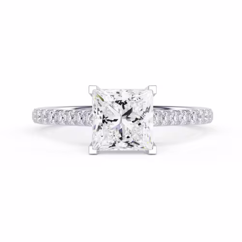 White Gold Princess Cathedral Pavé Setting featuring Diamonds (Main View)