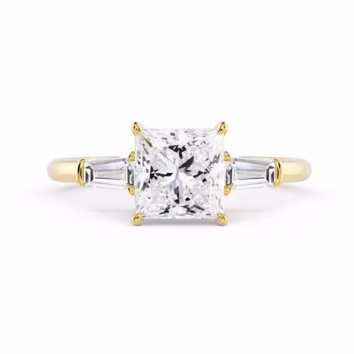 Yellow Gold Princess and Baguette Setting featuring Diamonds (Main View)