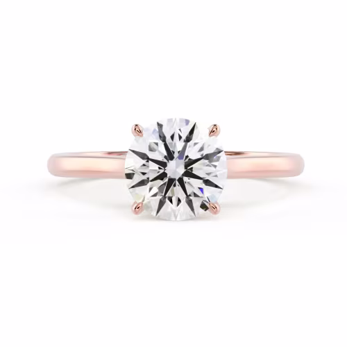 Rose Gold Round Cathedral Solitaire featuring High Quality Lab Diamonds (Main View)