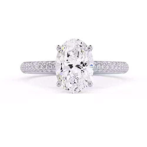 Diamonds Three Sided Pavé Diamond Engagement Ring in White Gold (Main View)
