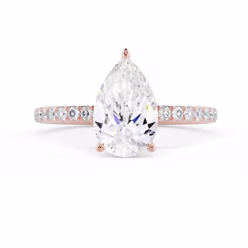 Lab Diamonds Pear Petite Pavé Setting in Rose Gold (Main View)