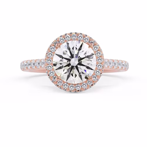Hand Selected Lab Grown Diamonds set in Rose Gold Double Sided Halo Diamond Engagement Ring (Main View)