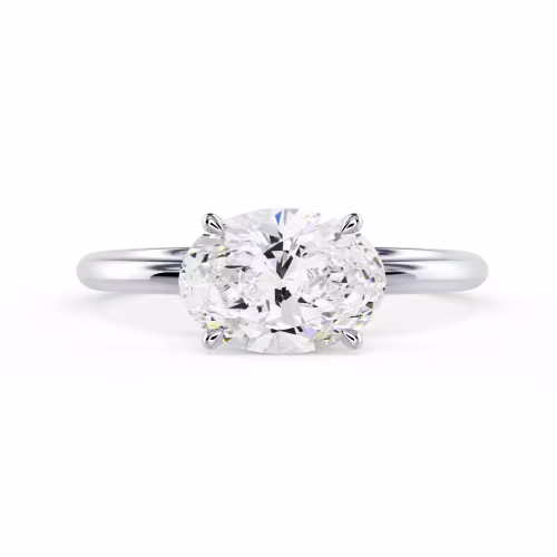 White Gold Oval East-West Solitaire featuring Lab Diamonds (Main View)