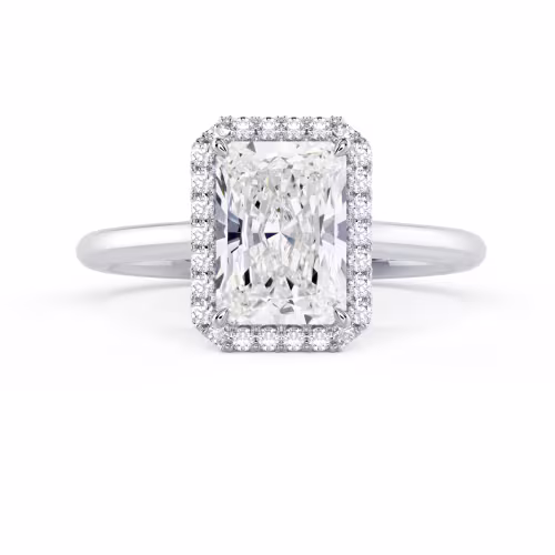 Diamonds Radiant Single Halo Diamond Engagement Ring in White Gold (Main View)