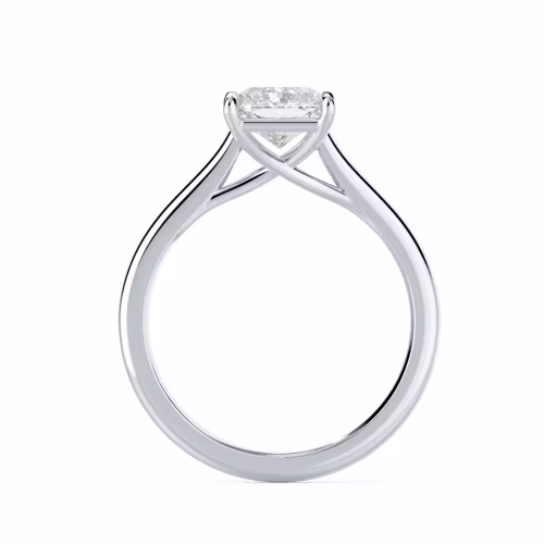 Lab Diamonds set in White Gold Radiant Trellis Solitaire Diamond Engagement Ring (Profile View)