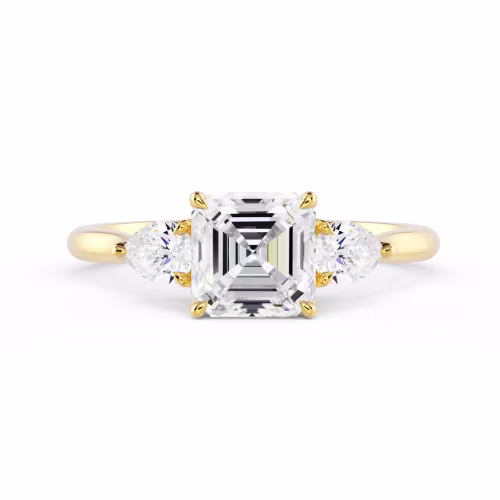 Yellow Gold Asscher and Pear Setting featuring High Quality Lab Grown Diamonds (Main View)