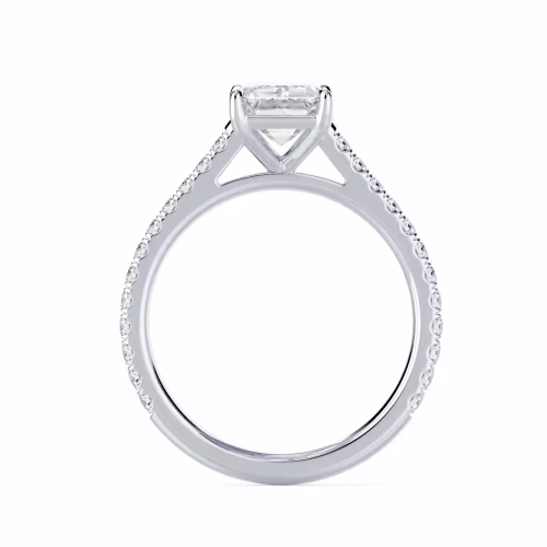 Diamonds Emerald Cathedral Pavé Setting in White Gold (Profile View)