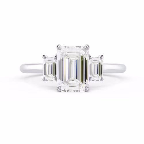 Lab Diamonds set in White Gold Emerald Three Stone Setting (Main View)