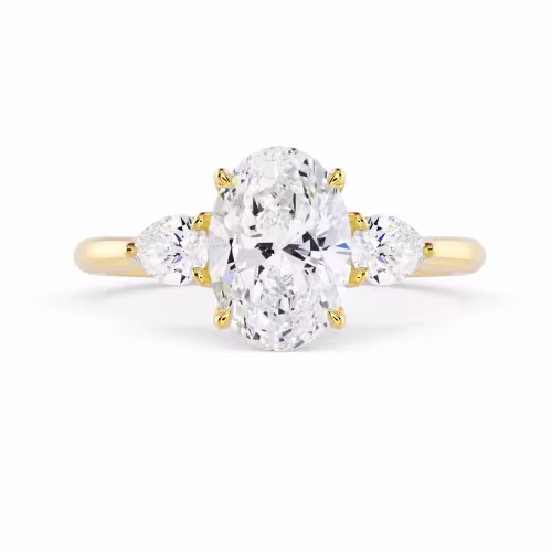 Diamonds set in Yellow Gold Oval and Pear Diamond Engagement Ring (Main View)