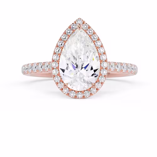 Rose Gold Pear Halo Pavé Setting featuring Diamonds (Main View)